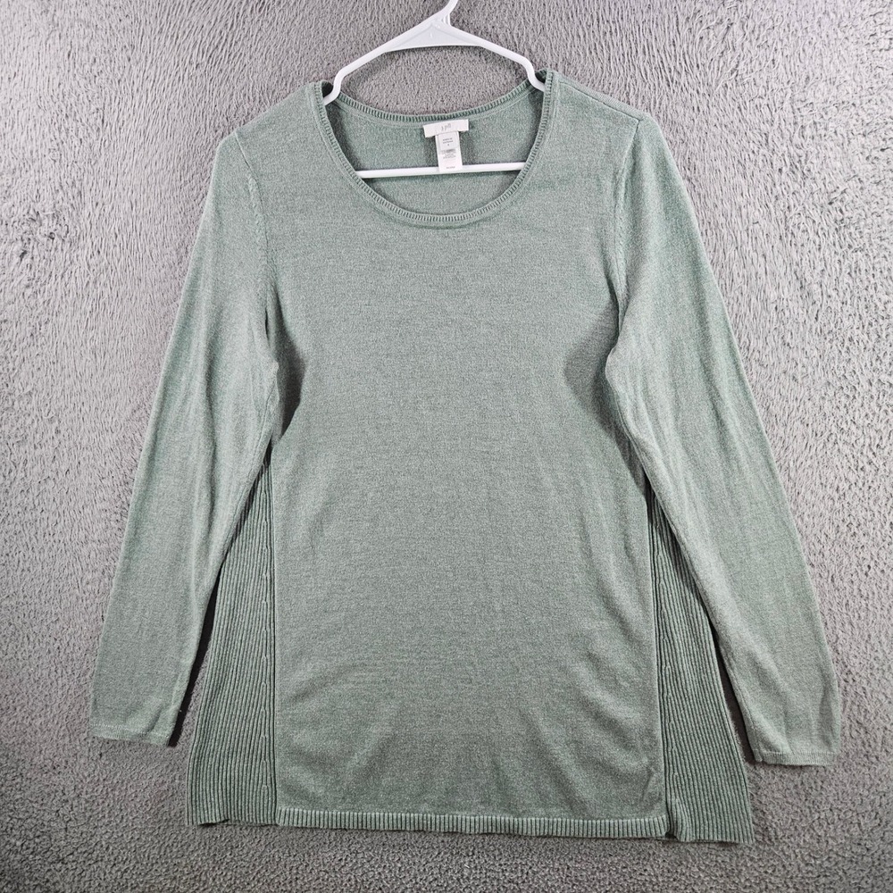 J. Jill Womens Sage Green Ribbed Side Panel Tunic Sweater Small